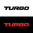 Turbo word logo. Sport car decal with text Turbo.