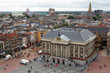 City of Groningen. Netherlands. City hall. Aerial view. Marketplace. Grote Markt. Martini church. Skyline.