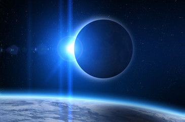 Wall Mural - solar eclipse, moon and earth.