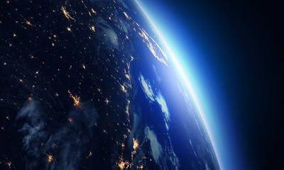 Wall Mural - night earth and sunrise.