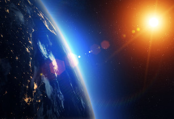 Wall Mural - planet earth and sun.