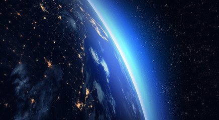 Wall Mural - earth and space. earth at night, view from space.