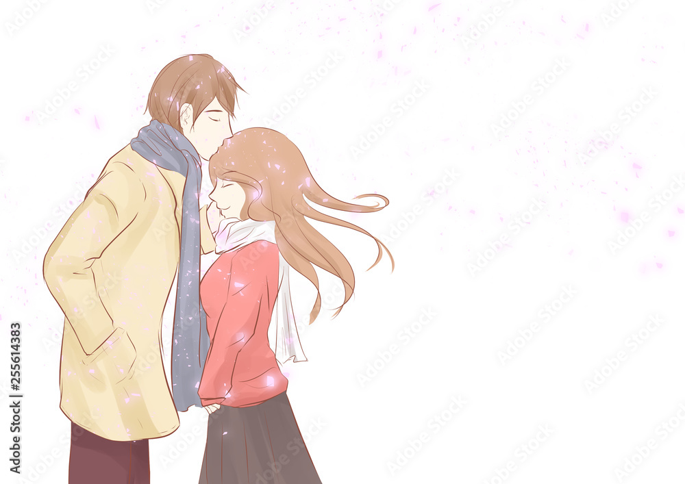 Couple Forehead Kiss Cute Kawaii In Anime Manga Style Sweet Relationship Valentine Concept Wall Mural M Blackbunny Couple Forehead Kiss Cute Kawaii In Anime Manga Style Sweet Relationship Valentine Concept Wall Mural M Blackbunny