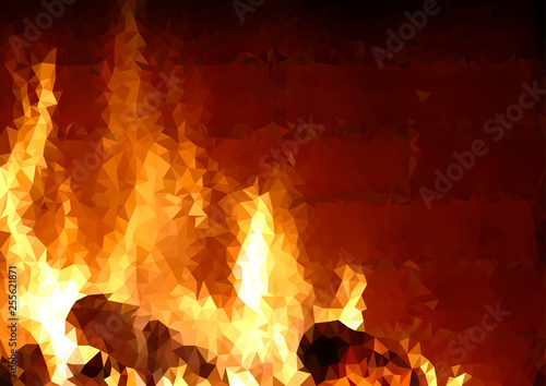 Triangular Grid Background with Fire Pattern - Modern Abstract Illustration, ...