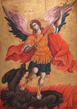 Ancient Painting With Archangel Michael, 17th Cent.