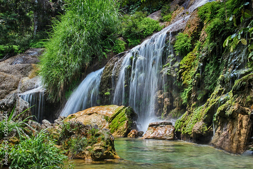 Waterfall El- Nicho in Cuba in the jungle natioanl park Canvas Print