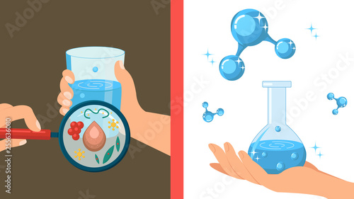 Cuadros en Lienzo Pure and Dirty Water Color Vector Illustration