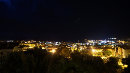 Mediterranean costal town in Turkey at night