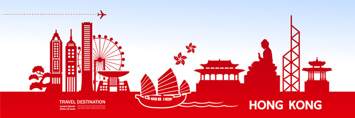 Wall Mural - Hong Kong travel destination vector illustration.