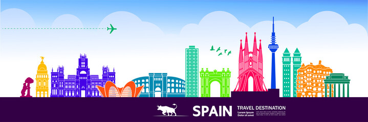 Fototapete - Spain travel destination vector illustration.