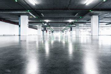 Wall Mural - Empty Car Parking Lot in Underground Floor, Vehicle Park in Department Store.