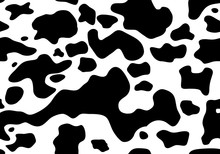 Cow Spots Pattern. Black And White. Animal Print, Cow Skin Texture. Seamless Vector Background.