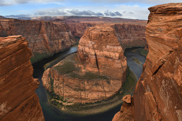 View of Horseshoe Bend Between Two Cliffs