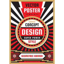 Vertical Art Poster Template In Heavy Power Style. National Patriotism Freedom Vertical Banner. Graphic Design Layout. Music Concert Rock Concept Vector Illustration. Geometric Abstract Background. 