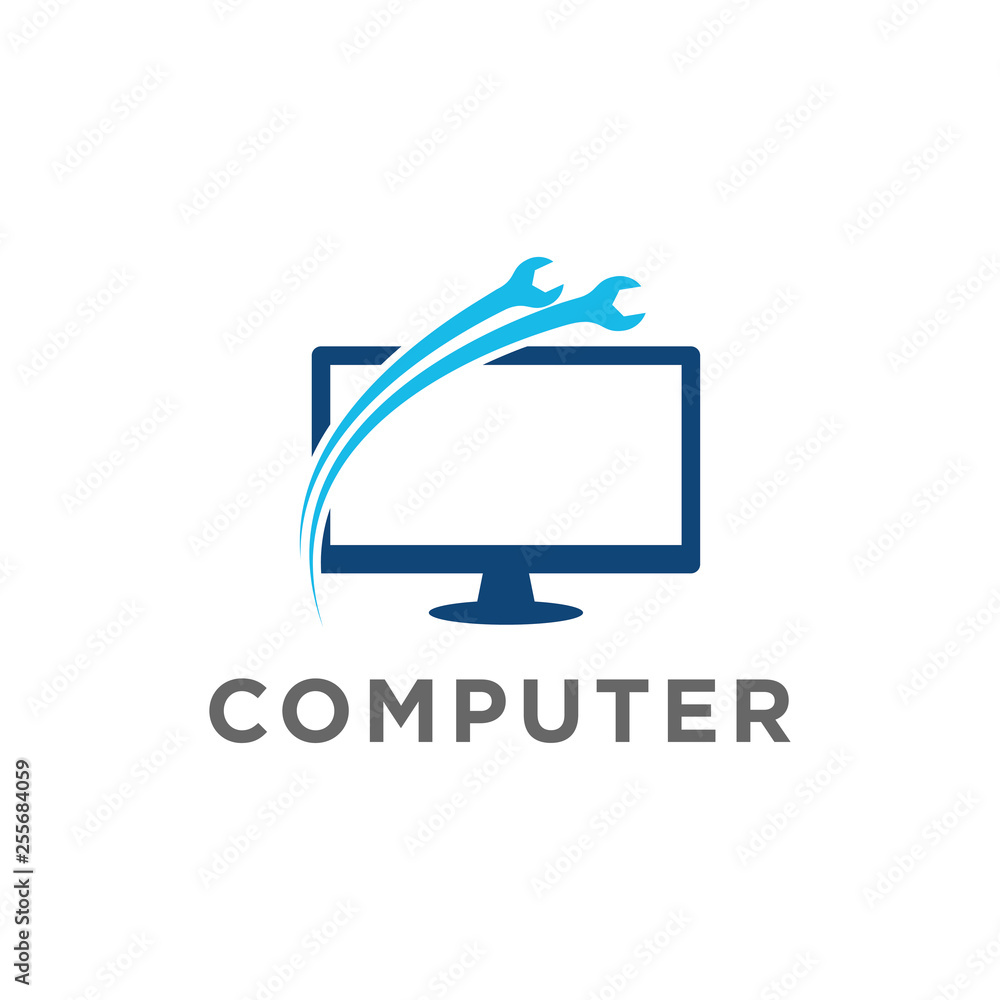 computer, laptop repair service logo vector Stock Vector | Adobe Stock