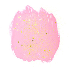 a stroke of pink paint with glitter stars