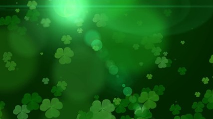 Aufkleber - St. Patrick's Day green Shamrock Leaves background. Patrick's Day backdrop with growing clover leaf extreme close-up. Patrick Day pub party background