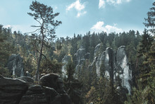 Lovers Sandstone Rock Formation In Adrspach Rocks, Czech Republic