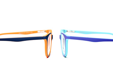 Canvas Print - Side view plastic frame rim for children's glasses. Eyeglasses for children's vision correction.