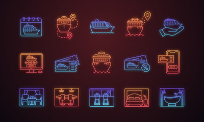 Poster - Cruise neon light icons set