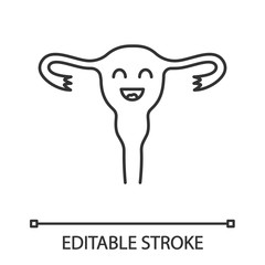 Sticker - Smiling uterus linear icon