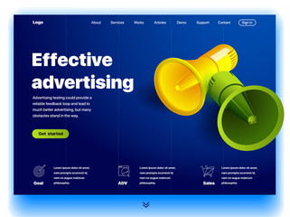 Wall Mural - website providing the service of effective advertising. concept of a landing page for effective adve