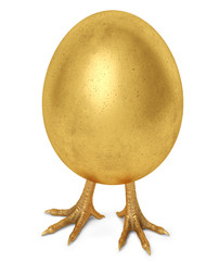 golden egg with golden chicken feet