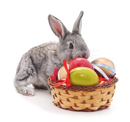 Sticker - Rabbit and Easter basket.