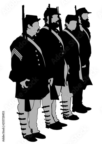 Cuadros en Lienzo American soldiers in uniform of civil war times on white background