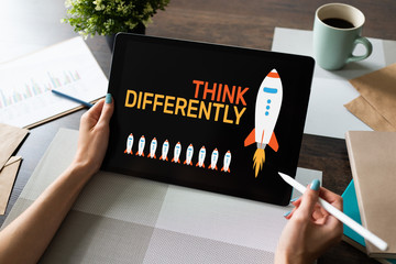 Wall Mural - Think differently, Mind outside the box, Creativity, Innovation  concept on screen.