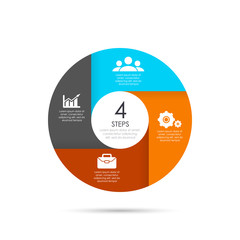 Wall Mural - Vector circle template for infographics. Business concept with 4 elements, steps or options.	