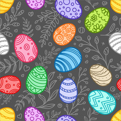 Poster - Happy Easter color seamless pattern. Vector Easter background
