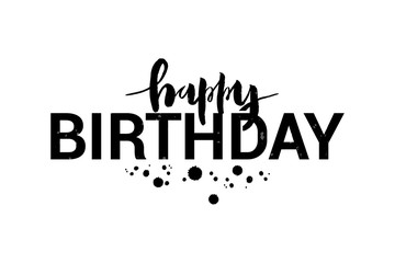 Canvas Print - Vector illustration of Happy Birthday title for greeting card, invitation. Brush lettering calligraphy.