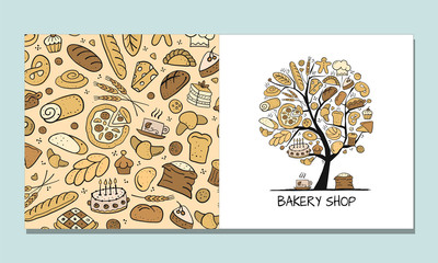 Wall Mural - Greeting cards, design idea for bakery company