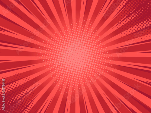 Fotografie, Tablou  Retro comic rays red background