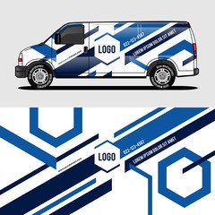 car livery blue van wrap design wrapping sticker and decal design for corporate company branding vector