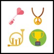 © Orxan - 4 silver icon. Vector illustration silver set. french horn and necklace icons for silver works