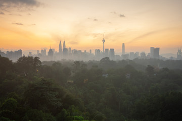 Sunrise view over Kuala Lumpur cityscape