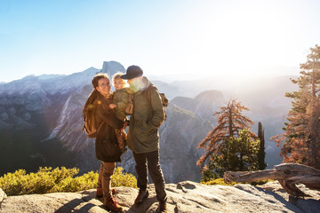 Wall Mural - Happy family visit Yosemite national park in California