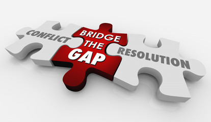 conflict resolution bridge gap puzzle 3d illustration