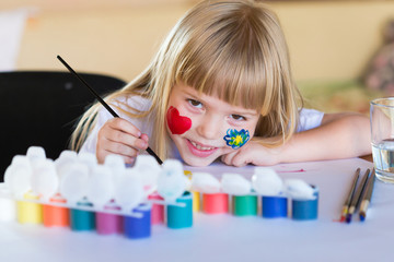  Girl painted, white t-shirt, fun