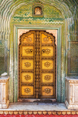 Traditional door in City palace Jaipur, Rajasthan - Image.  heritage of India where king dominated the Kingdom