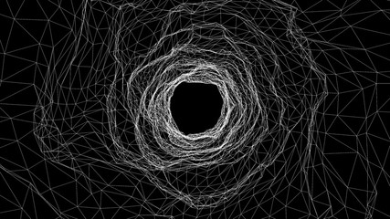 Wall Mural - wireframe tunnel, abstract digital cyber wireframe light tunnel background, future system programmin