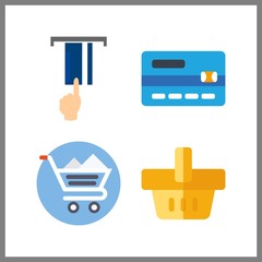 4 consumerism icon. Vector illustration consumerism set. shopping basket and credit card icons for consumerism works