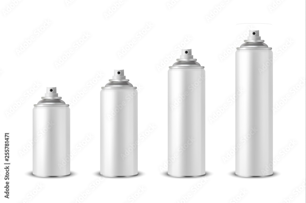 Vector 3d Realistic White Blank Spray Can, Spray Bottle without Cap Set ...
