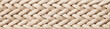 Horizontal linen rope yarn stripe texture. Long string strap pattern.
