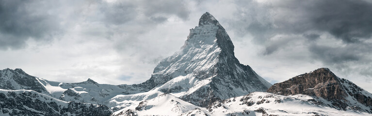 panoramic view to the majestic matterhorn mountain, valais, switzerland