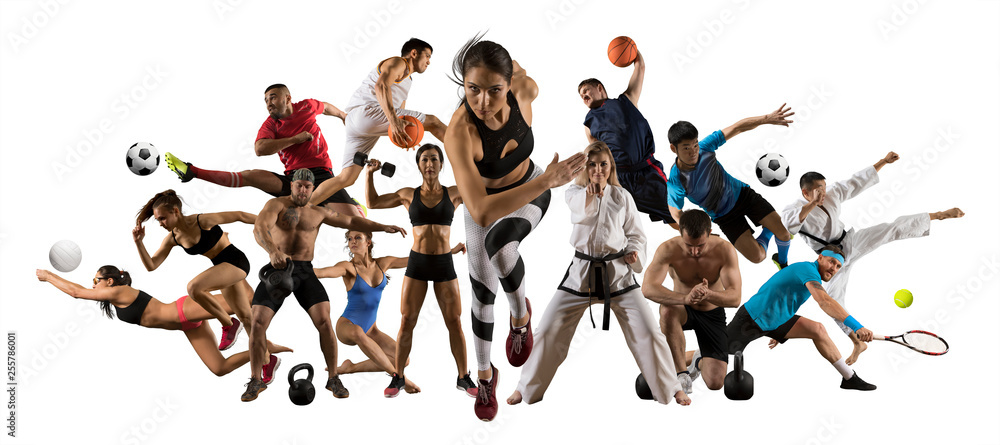 Huge multi sports collage athletics, tennis, soccer, basketball, etc - obrazy, fototapety, plakaty 