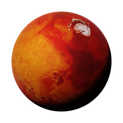 Wall Mural - red planet mars during the martian winter, isolated on white background (3d render, elements of this