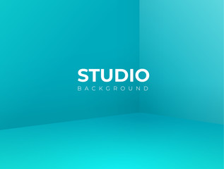 Wall Mural - empty blue studio room, used as background for display your products - vector illustration